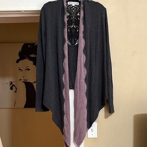 Chic Black and Purple Women's Poncho